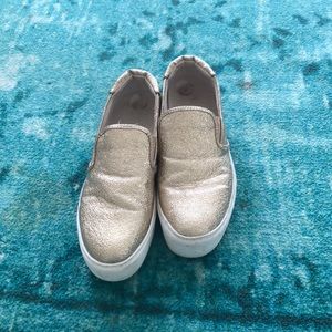 Kenneth Cole Gold Platform Sneakers